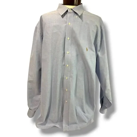 3XLT Ralph Lauren Mens Tall Button Down Blue Oxford Shirt Classic Fit - Picture 1 of 8